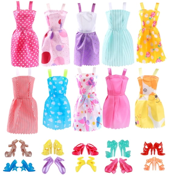 20 Pcs 4.72 Inch Doll Clothes and Accessories Gift Box, 10 Fashion Dresses 20 Shoes for Beautiful Party