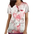 thumbnail image 3 of XZNGL Femmes Chemisiers à Manches Courtes Femmes Mode Manches Courtes V-Cou Tops Travail Uniforme Impression Blouse Blouse Tops Femmes Manches Courtes Blouse Femmes Tops Manches Courtes, 3 of 5