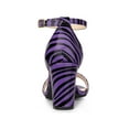 thumbnail image 2 of BLISSFUL STEP Women's Snake Printed Block Heel Ankle Strap Sandals Black Purple 8.5, 2 of 7