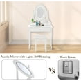 thumbnail image 3 of Tocador Estilo Campestre con Espejo y Luces LED, Mesa de Maquillaje Moderna con Taburete Acolchado y 3 Cajones, Ideal para Dormitorio Juvenil, 3 of 8