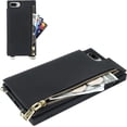 thumbnail image 6 of Crossbody Wallet Case for iPhone 8 Plus/iPhone 7 Plus with Card Slot Holder,Magnetic Flip Folio Purse Case, PU Leather Zipper Handbag with Detachable Lanyard Strap 5.5 Inch (Black), 6 of 16