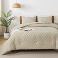 thumbnail image 2 of Light Khaki Comforter Set Queen Size, Boho Soft Warm Tufted Bedding Comforter Sets for Queen Size Bed, 3 Pieces Aesthetic Chevron Farmhouse Cute Bohemian Textured Bed Set, 2 of 7