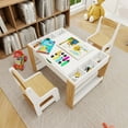 thumbnail image 6 of 2 in 1 Kids Play Table & 2 Chairs Set, Activity Table Set with 7 Storage Compartments, Compatible with LEGO Building Block, 6 of 6