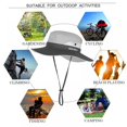 thumbnail image 2 of Womens UV Protection Wide Brim Sun Hats, Bucket Hat Wide Brim Quick Drying Breathable Packable Foldable Sunshade Sun Ponytail Cap, Gray, 2 of 5