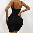 thumbnail image 3 of Vestido sexy sin mangas, plisado y ajustado, con tirantes finos, para fiesta o club, para mujer, 3 of 5