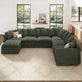 thumbnail image 4 of Marrber Green 137" 7-Seat Convertible Modular Sectional with Storage, Plush Pillows & Adjustable Armrests in Pet-Friendly Cloud Corduroy, 4 of 10