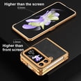 thumbnail image 7 of Compatible with Samsung Galaxy Z Flip 3 5G Luxury Case with Hinge Protection, Classical Plating PC with PU Leather Protective Anti-fingerprint Cover Phone Case for Samsung Z Flip 3, Black, 7 of 7