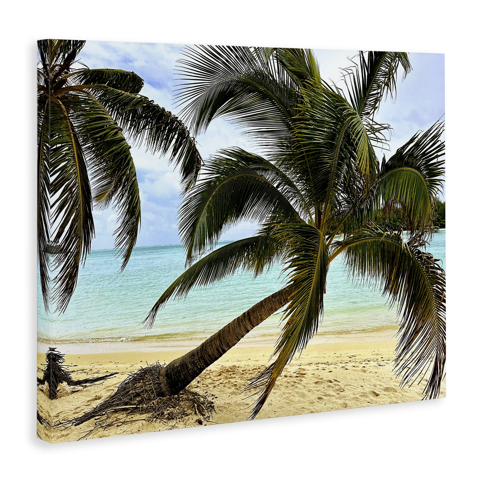 Stupell Industries Leaning Palms on Beach Landscape Photography Gallery Wrapped Canvas Art Print Wall Art, 40 x 30