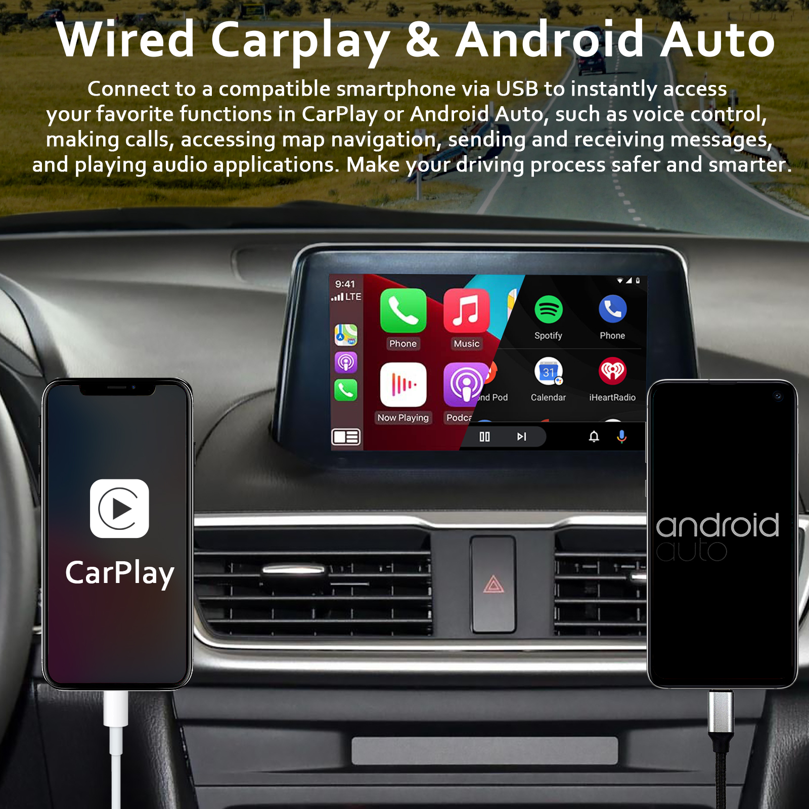 CARABC Apple Carplay Adapter Compatible with Mazda 2/3/6/CX3/CX5/CX9/MX5/FIAT  124 2014-2021 Year, Fit for Carplay  Android Auto, TK78-66-9U0C OEM Hub Retrofit  Kit Fits MZD Connect System, 00008FZ34