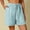 Light blue, variant on MRULIC shorts for women Cotton Waist Women Linen Elastic Summer Womens Casual Shorts Shorts And High Solid Waist Women's Shorts White + S