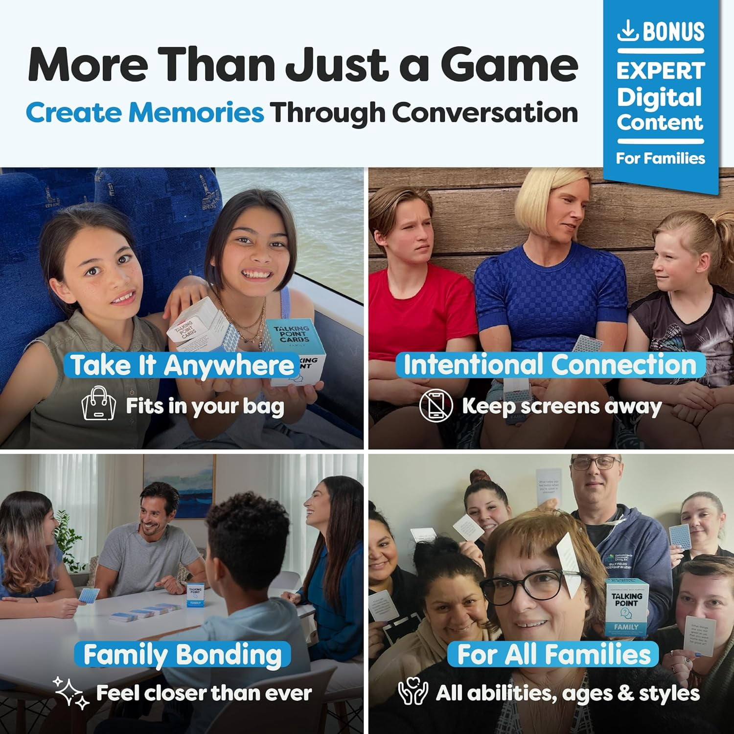 Talking Point 200 Family Conversation Cards - Put Down The Phones & Connect with Family - Get to Know Each Other Better with Meaningful Talk