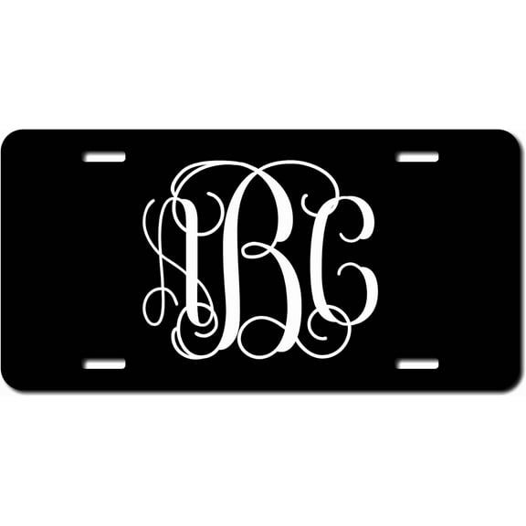 Personalized Vine Monogram License Plate - Size 6" x 12" Aluminum License Plate