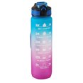 thumbnail image 2 of Botella de agua plástica de 32oz y 1 litro, botella de agua para deportes al aire libre con tiempos para beber y pajita, color azul y morado, 2 of 5