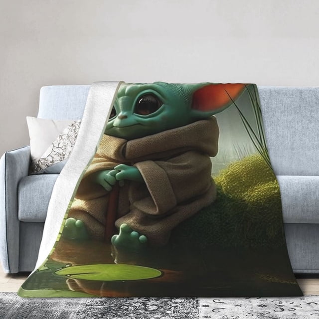 Manta de Baby Yoda. Manta de tela de superficie vertical súper suave de varios tamaños, acogedora y cálida, adecuada para cama, sofá, campamento, viajes, todas las estaciones, liviana y compacta de