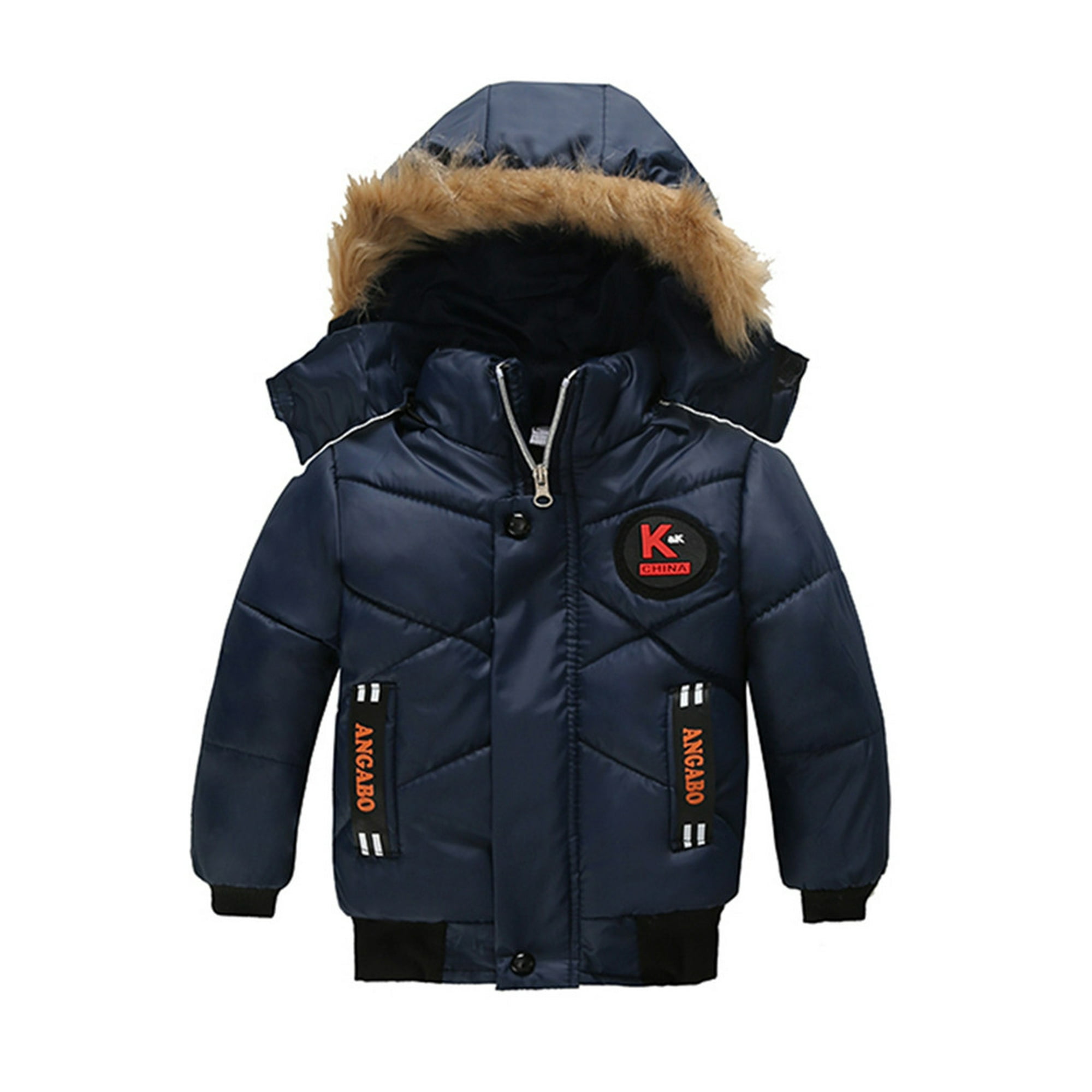 Hoksml Winter Clothes Cyber Monday Deals Toddler Kids Baby Boys Girls Winter Jacket Zipper Button Hooded Windproof Coat Christmas Gift Clearance Blue