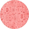 thumbnail image 1 of Ahgly Company Machine Washable Indoor Round Abstract Red Modern Area Rugs, 3' Round, 1 of 4