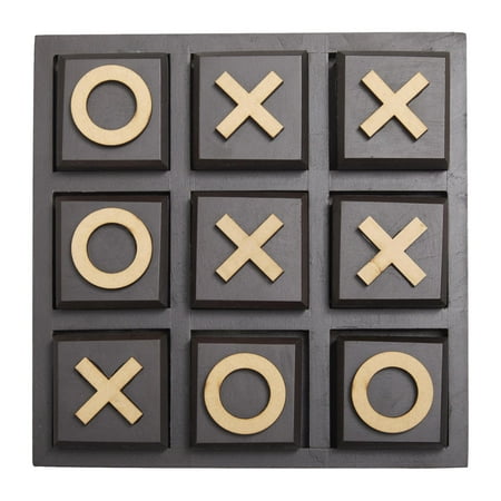 DecMode 10" x 2" Dark Brown Wooden Tic Tac Toe Block Game Set with Light Wood Pieces, 1-Piece