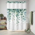 thumbnail image 6 of No Hook Shower Curtain, Eucalyptus Leaves Shower Curtains for Bathroom with See Through Top Window, Green Botanical Summer Spring Leaves Waterproof & Washable Bath Curtain Stall 48"x72", 6 of 9