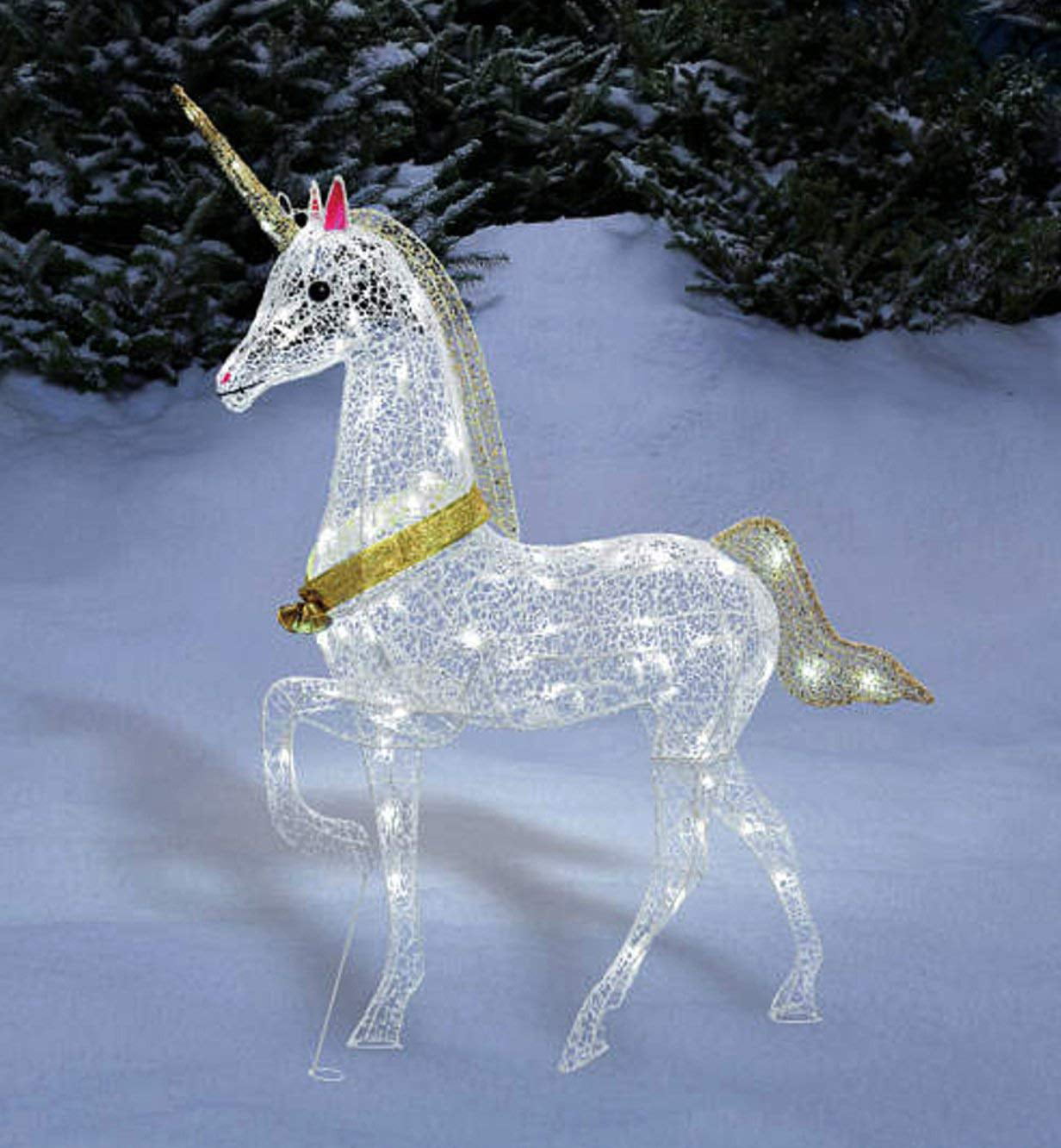 christmas glitter unicorn lighted yard art decoration indoor / outdoor ...