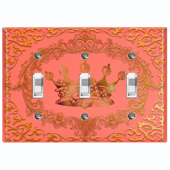 Metal Light Switch Plate Cover Elegant Red Crown Frame FRA017
