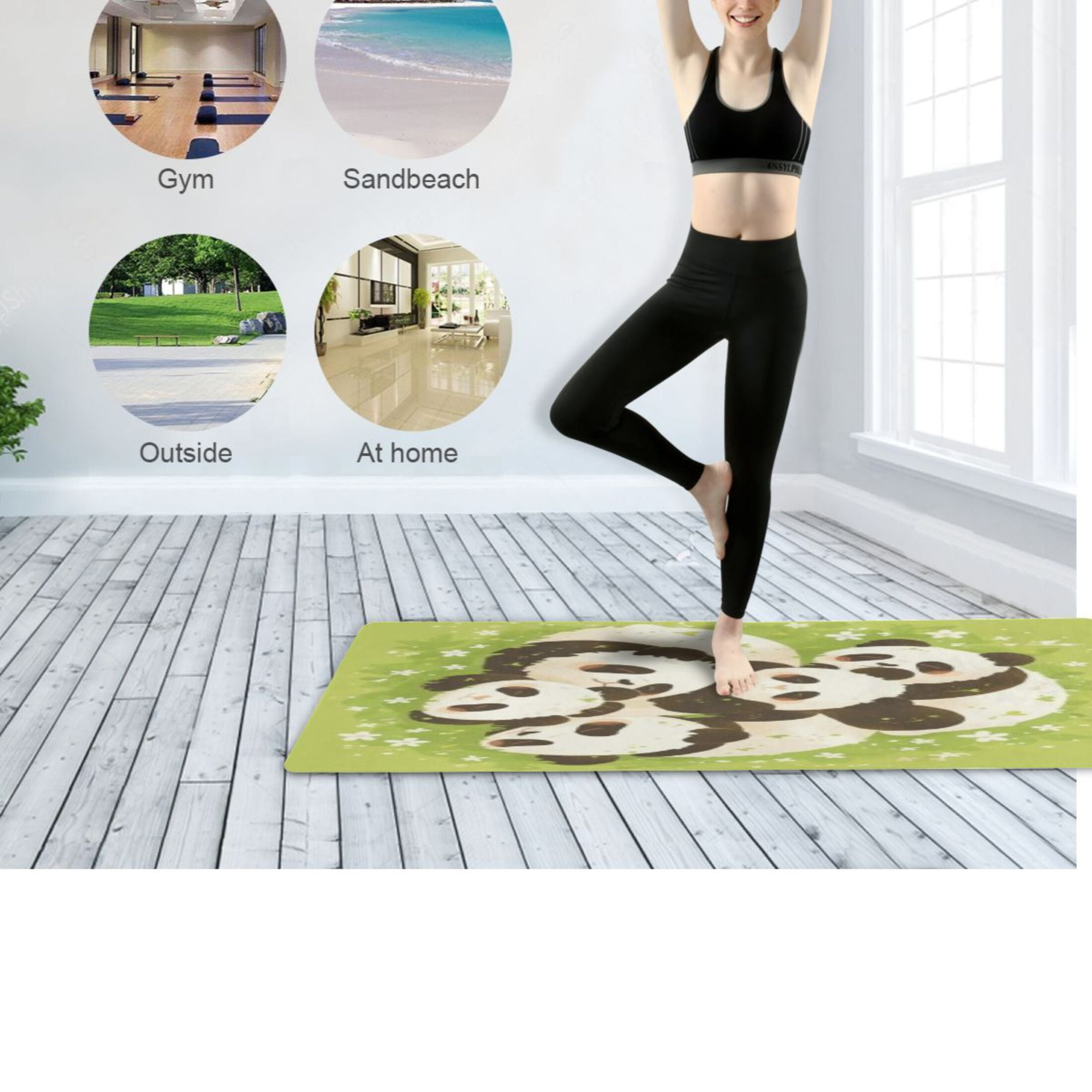 BZSMCE Yoga Mat Women Fitness Mat Panda Stack Pattern
