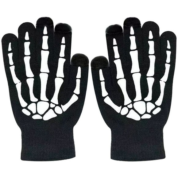 par de guantes con diseño de esqueleto, novedosos guantes de Halloween con luz en la oscuridad, guantes para andar en bicicleta de noche.