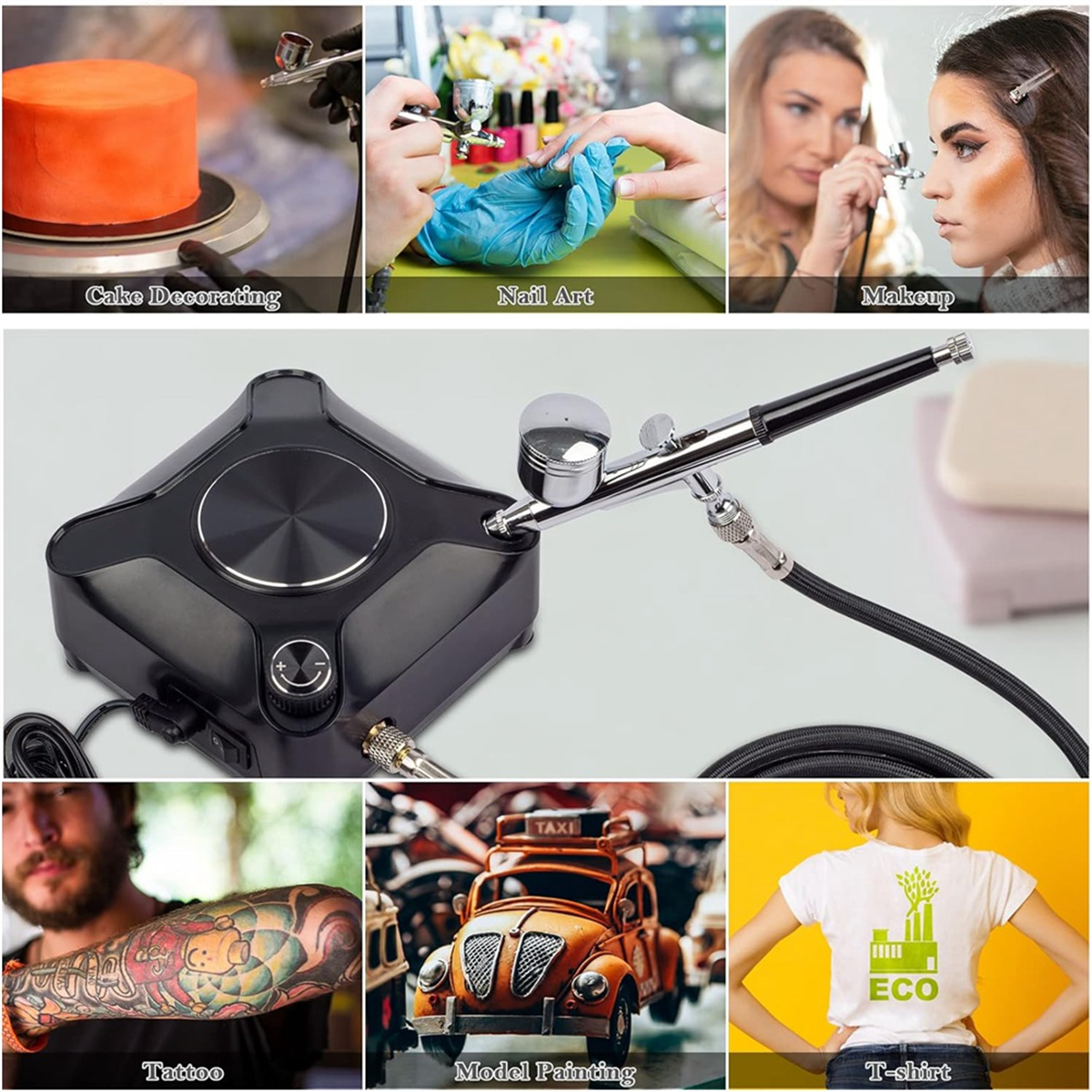 40PSI Adjustable Output Airbrush Kit Dual ActionAir Brush Compressor Kit for Painting Makeup Decoration Art Craft