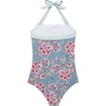 thumbnail image 5 of Women Sexy Tummy Control One Piece Swimsuit Halter Retro Bathing Suit, 5 of 12