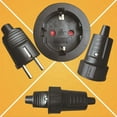 thumbnail image 3 of Jinsinto 3 Pin Plug and 3 Female Plug, 2 Pin Electrical Plug Electrical Plug with Rubber Waterproof Electrical Socket Male Plug，black，5.9*3.6，9*5.2cm, 3 of 4