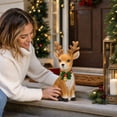 thumbnail image 7 of SPOORYYO Christmas Light Up Reindeer Statue Sitting Deer Figurine with LED Holly Collar Battery Operated Holiday Outdoor Indoor Decor, 7 of 7
