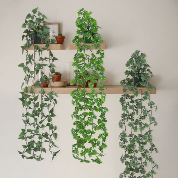 Guirnalda artificial de rosas - Decoración verde colgante para pared con hojas de seda para techos interiores y decoraciones de boda