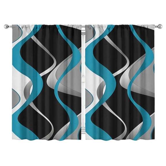 Marble Modern Geometric Flowers Abstract Curtains-Blackout Curtains Bedroom Decor Living Room Darkening Grommet Window Drapes 2 Panels Set 52"x 84"