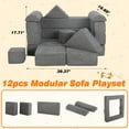 thumbnail image 5 of HSUNNS Modular Kids Couch Play Set, 12 PCS Indoor Sponge Sofa for Playroom and Living Room, Gray, 5 of 10