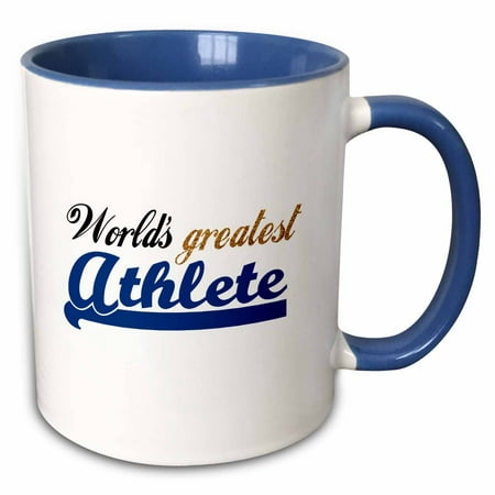 3dRose Worlds Greatest Athlete - Best sporty person - Most talented sports person in the world - blue text - Two Tone Blue Mug, (Best Athlete In The World)
