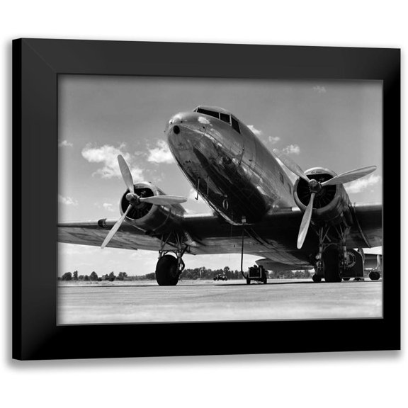 Armstrong Roberts, H. 14x12 Black Modern Framed Museum Art Print Titled - 1940s Passenger Airplane