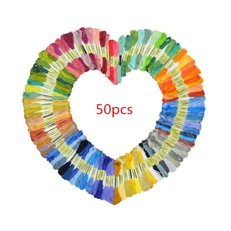 100% Cotton 50 x Assorted Coloured Skeins Haobase Embroidery Thread 