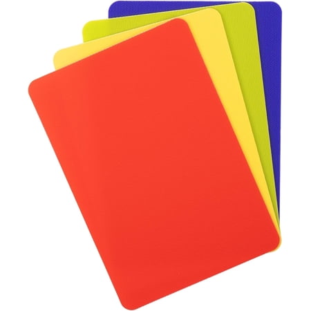 Dexas Heavy Duty Grippmat, Blue, Green, Yellow, Red, Set of 4, 5.5 by 8 inch, Flexible Kitchen Cutting Boards
