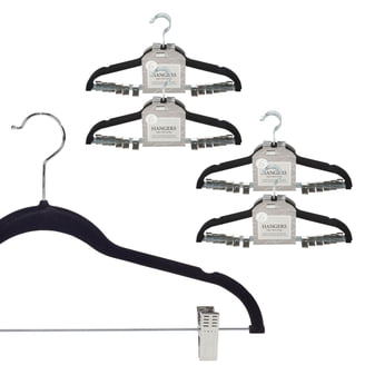 HOUSE DAY 36 Pack Beige Velvet Skirt Hangers With Adjustable Clips - Space Saving Non-Slip Pant Hangers