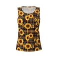 thumbnail image 3 of Picia Brown Blue Plaid Sunflower Pattern Women's Workout Tank Top,Breathable Activewear,Slim Fit Athletic Top,Versatile Workout Moisture-wicking top-XX-Large, 3 of 9