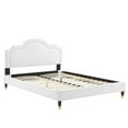 thumbnail image 3 of Platform Bed Frame, Rivet Nailhead, King Size, White, Velvet, Mid Century Bedroom, Modern Contemporary Boutique HB35462, 3 of 12