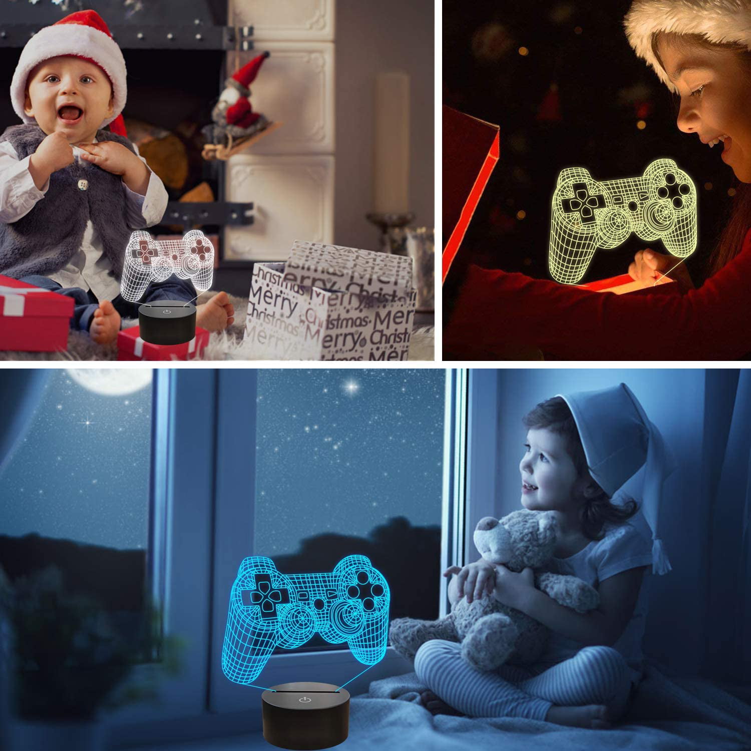 3D Gamepad Lamp Game Console Night Light 3D Illusion lamp for Kids, 16  Colors Changing with Remote, Gaming Room Gamer Gift, Kids Bedroom Decor 