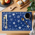 thumbnail image 2 of Navy Blue Coastal Placemats Set of 6 Summer Beach Starfish Shell Nautical Place Mats Indoor Wipeable Table Mats Washable Cloth Dining Table Placemats for Kitchen Holiday Party Home Decor 13x19 Inch, 2 of 9