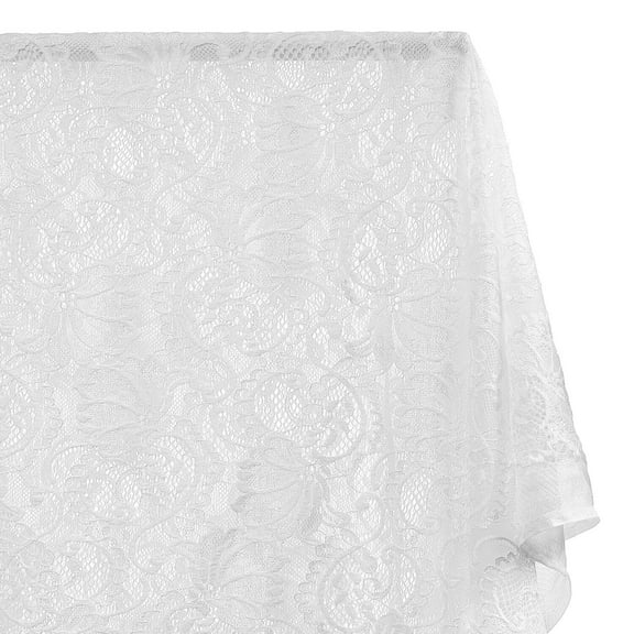 Stretch Lace Fabric Embroidered Poly Spandex French Floral Victoria 58" Wide by the yard (White)