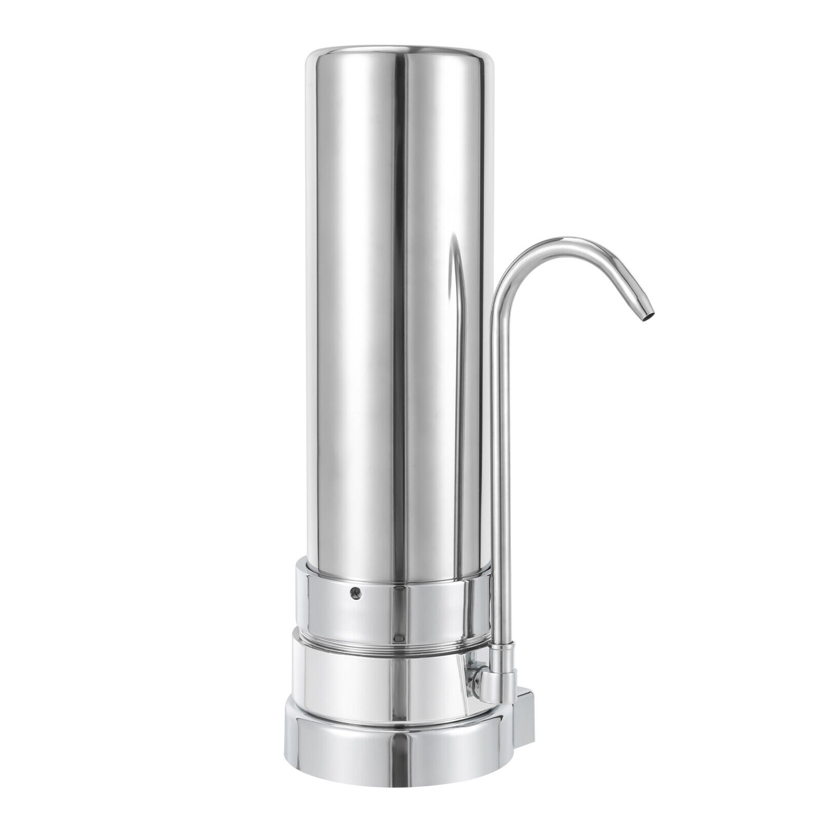 Portable Stainless Steel Countertop Water Filter System, Tap Water Purifier with Rotatable Spout, for Home Office Drinking Use