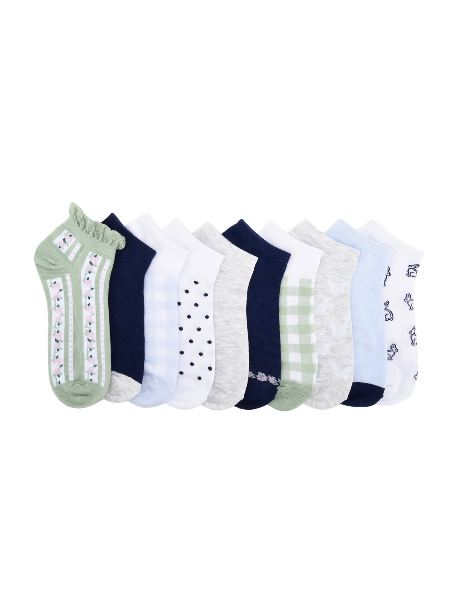 No Boundaries Women’s Low Cut Socks, 10 Pack, Shoe Sizes 4-10
