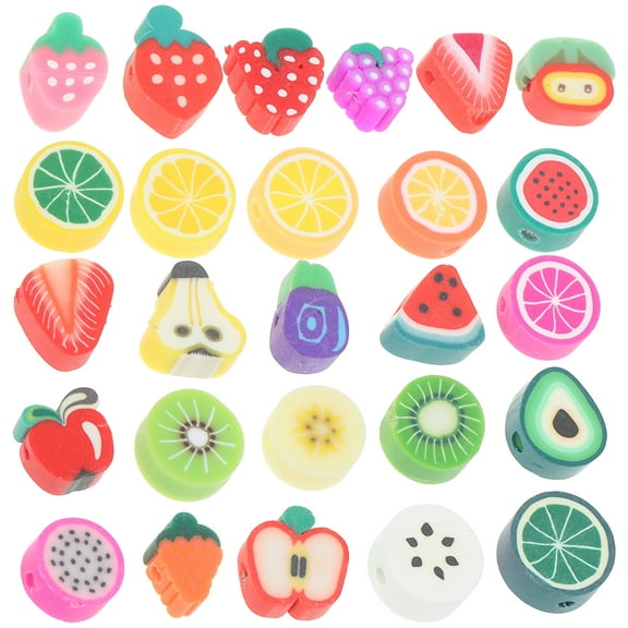 200pcs Assorted Clay Fruit Beads and Charms, Loose Spacer Beads for Jewelry Making and Craft Projects