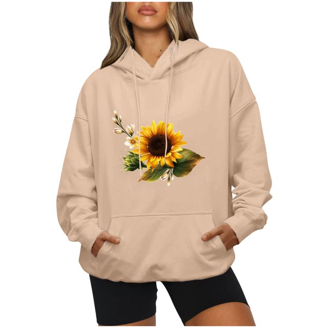 CEHVOM Blouse à Capuche à Manches Longues et Col Rond pour Femmes, Décontractée, Imprimée, Chandail en Molleton, Chemises, Liquidation