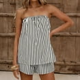 thumbnail image 2 of Arlun Women's 2 Piece Matching Sets Fashion Striped Sleeveless Strapless Tube Top and Loose Shorts Sets 2026 Summer Vacation Outfits Casual Loose Fit Stylish Y2k Going out Set 1-Black L, 2 of 7