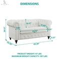 thumbnail image 3 of Naomi Home Modern Chesterfield Loveseat , Upholstered Cushion Loveseat  For Home - Color: White, 3 of 12