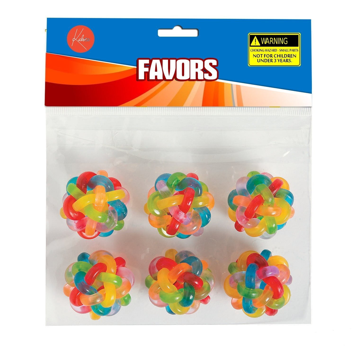 Fun Express Pack of 12 Colorful Intertwined Rubber Balls 